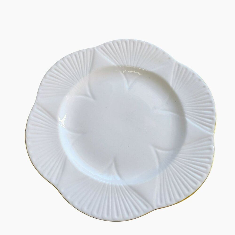 Vintage Shelley Regency White Dinner Plates Set of 2 Gold Trim England 1940s - Picture 2 of 8